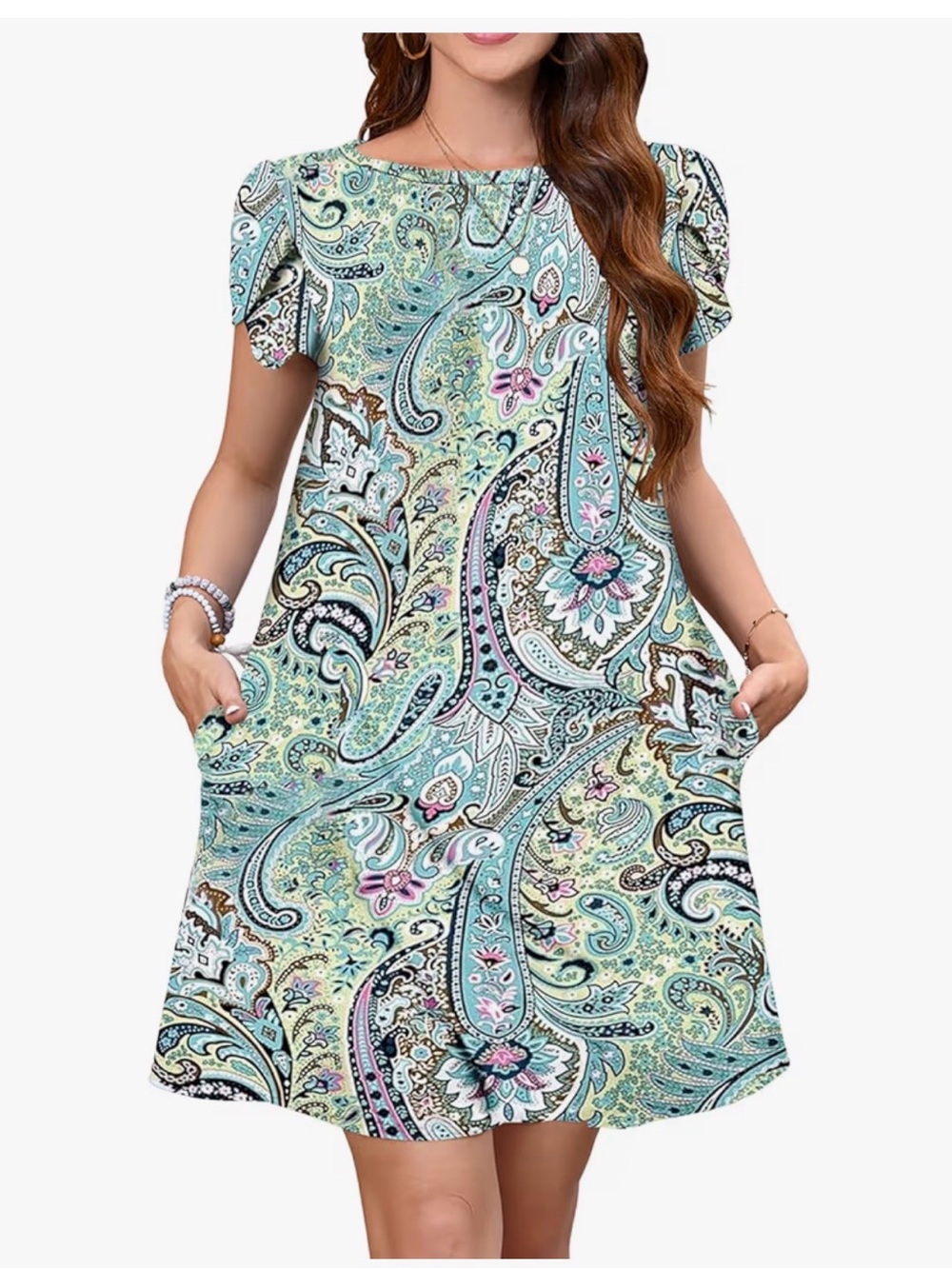 Women’s Midi Dress in Blue Paisley Print